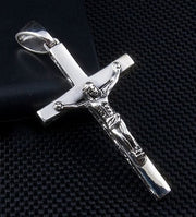 Small Silver Cross Jesus Pendant-Bikerringshop
