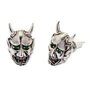 Sterling Silver Japanese Oni Mask Earrings