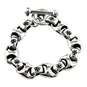 sterling silver iron cross biker bracelet